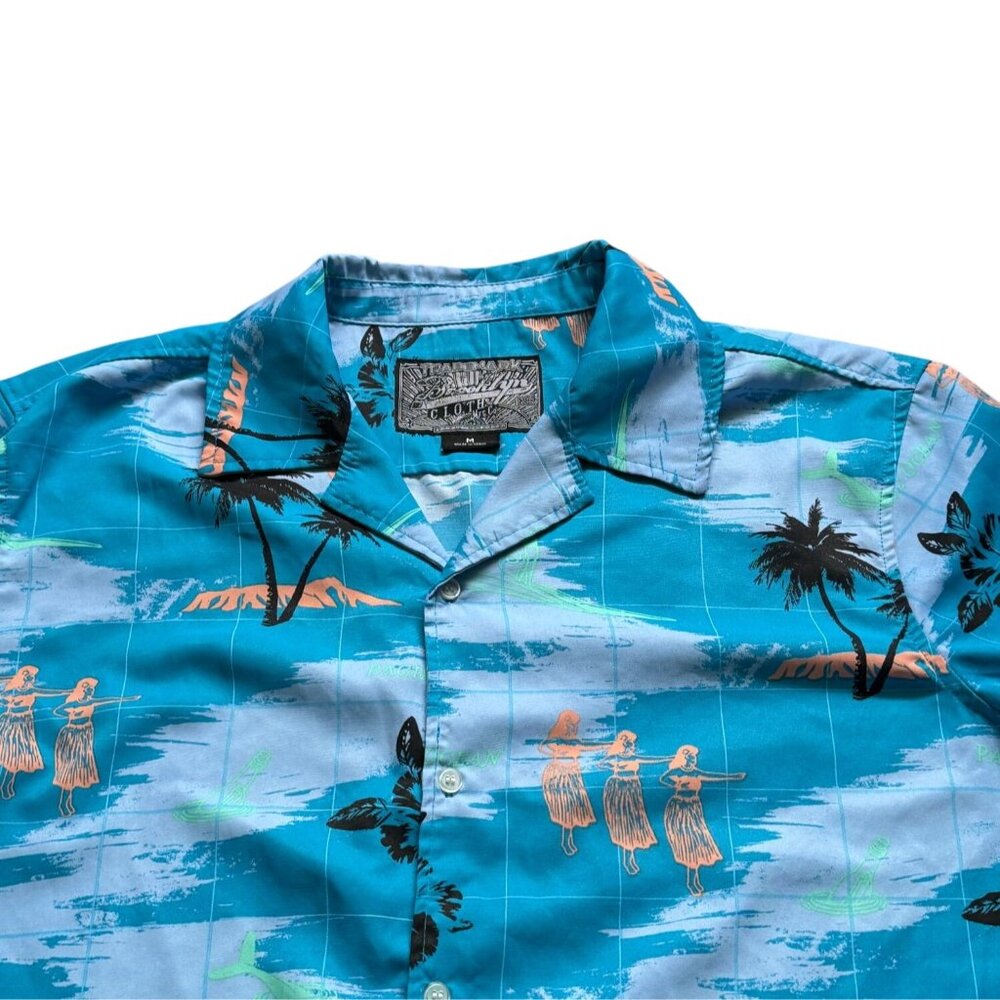 Brooklyn Cloth MFG Co Mens Hawaiian Style Button Front Shirt-Blue-M-GUC - Picture 2 of 5